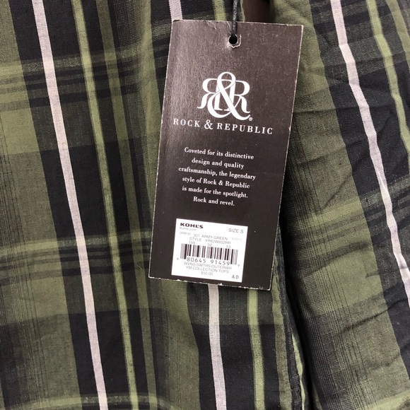 NWT Rock & Republic Army Green Button Down Top - Picture 8 of 8